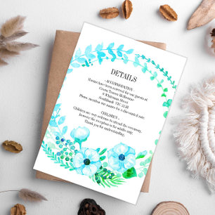 Carte D'accompagnement Serre de Mariage Turquoise Rustique Floral