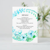 Carte D'accompagnement Serre de Mariage Turquoise Rustique Floral (Debout devant)