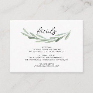 Carte D'accompagnement Serre d'olive verte Wreath Rustique Détails du Mar