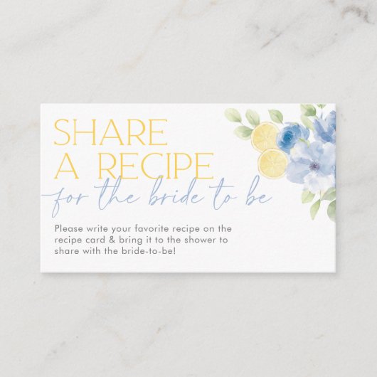 Carte D'accompagnement Share a recipe card Main Squeeze Bridal Shower (Devant)