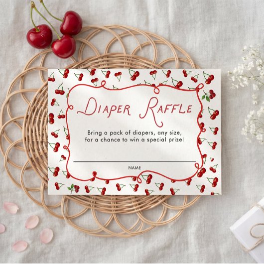 Carte D'accompagnement She's the Cherry on top Diaper Raffle 