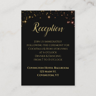 Carte D'accompagnement Shimmering Gold Sparkles Black Wedding Réception