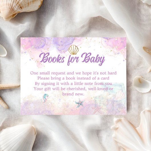 Carte D'accompagnement Shimmering Seashell Mermaid Book Request Girl
