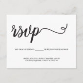 Carte D'accompagnement Siège réservé du Mariage RSVP de script simple (Devant)