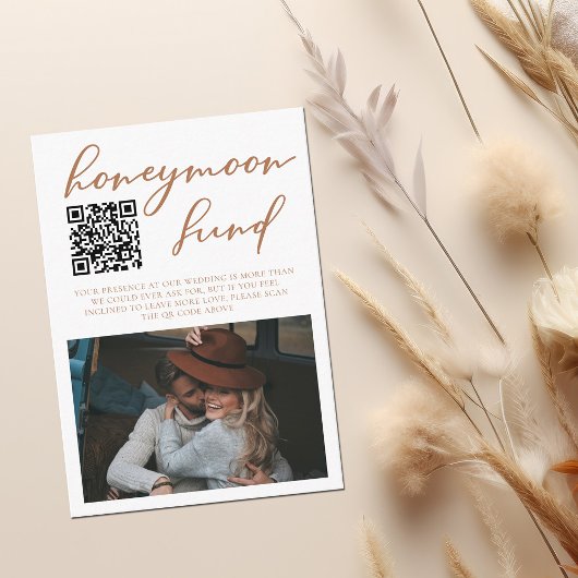 Carte D'accompagnement Sienna Brown Script Mariage Photo Honeymoon Fund
