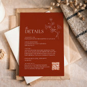 Carte D'accompagnement Sienna Terracotta Floral Qr code Mariage Détails