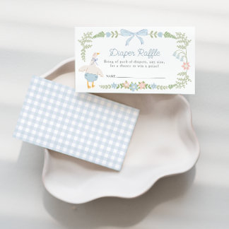 Carte D'accompagnement Silencieux Goose Floral Blue Bow Déchets