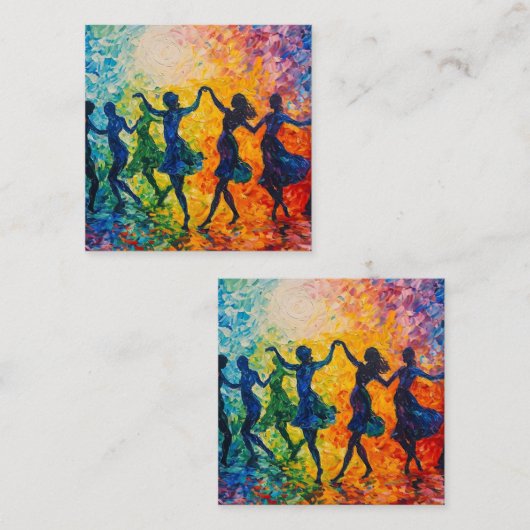 Carte D'accompagnement Silhouettes colorées dansant (Devant / Derrière)