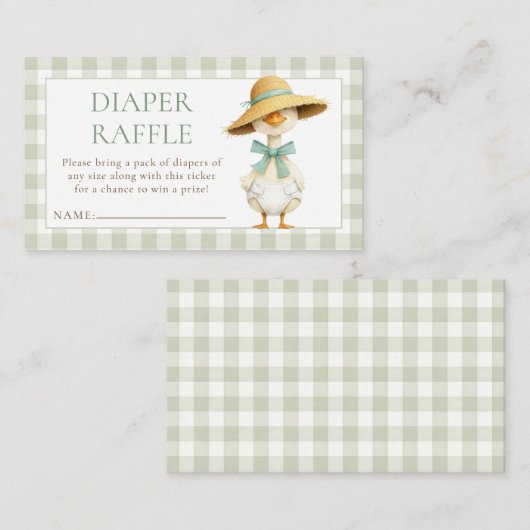 Carte D'accompagnement Silly Goose Gingham Diaper Baby Shower (Devant / Derrière)