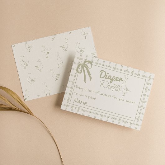 Carte D'accompagnement Silly Goose Neutral En vichy Ribbon Diaper Raffle