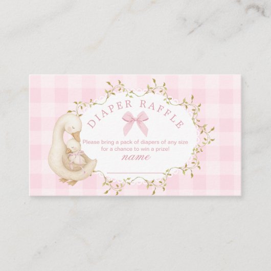 Carte D'accompagnement Silly Goose Pink Gingham Diaper raffle ticket (Devant)