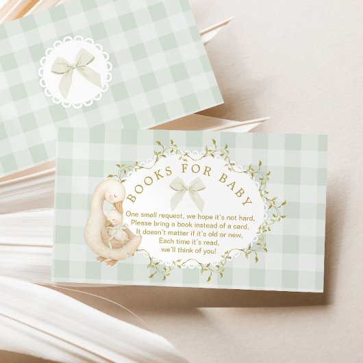 Carte D'accompagnement Silly Goose Sage Bow Gingham Books for baby