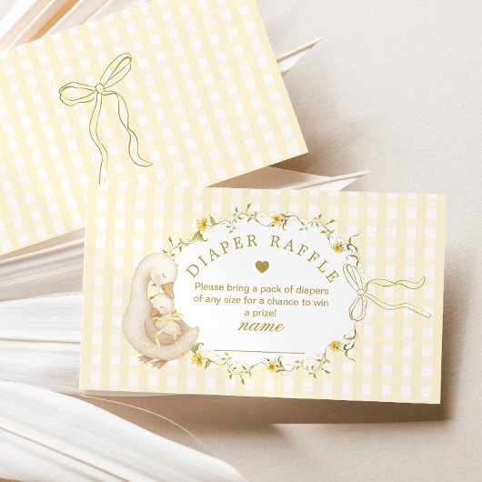 Carte D'accompagnement Silly Goose Yellow Gingham Diaper raffle ticket