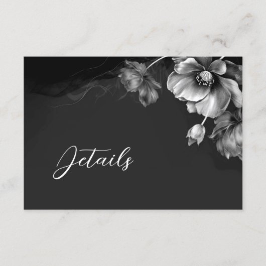 Carte D'accompagnement Silver Black Floral Details (Devant)
