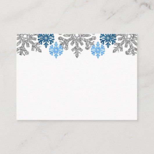 Carte D'accompagnement Silver Blue Snowflakes Réception de mariage d'hive (Dos)