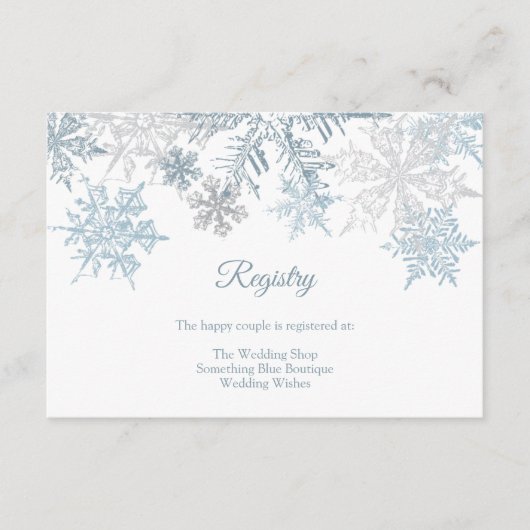 Carte D'accompagnement Silver Blue Snowflakes Registre de mariage hiverna (Devant)