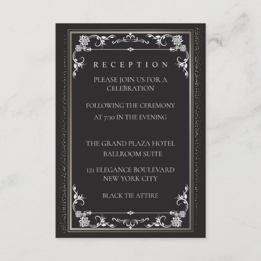 Carte D'accompagnement Silver Elegance Collection Wedding Reception Card (Devant)