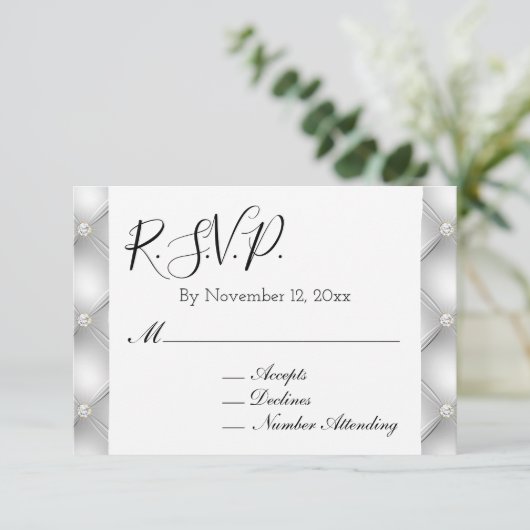 Carte D'accompagnement Silver Glam Diamond RSVP (Debout devant)