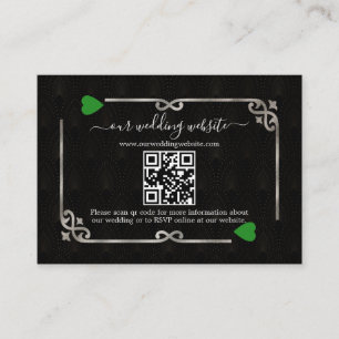 Carte D'accompagnement Silver Green QR Elégant Casino Art Déco Vegas