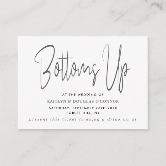 Carte D'accompagnement Silver Metal Effet Script Style Libre Billet de bo (Devant)