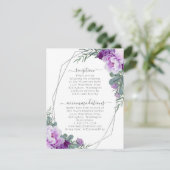 Carte D'accompagnement Silver & Purple Elegant Floral Détails du Mariage (Debout devant)