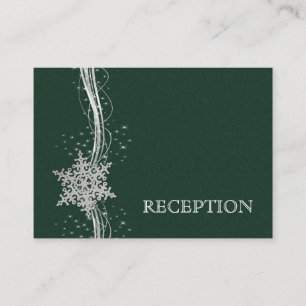 Carte D'accompagnement Silver vert Snowflakes mariage réception invitatio