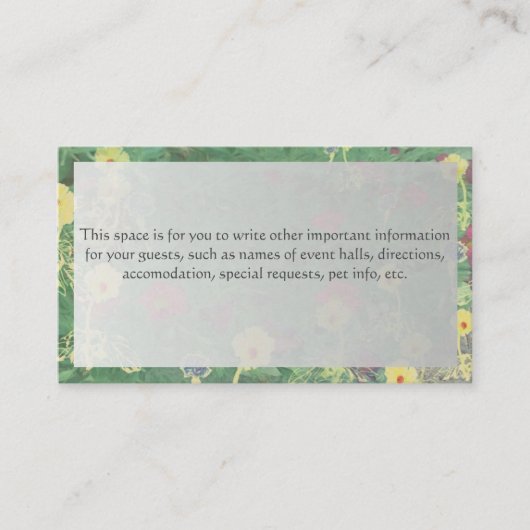 Carte D'accompagnement Silvery Green FloralWedding Informations complémen (Devant)