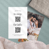 Carte D'accompagnement Simple 2 QR Codes RSVP Information Mariage photo