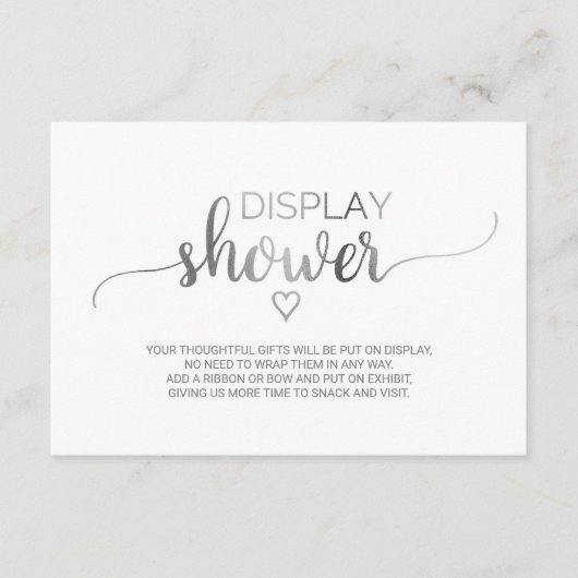 Carte D'accompagnement Simple affiche de douche en calligraphie argentée (Devant)