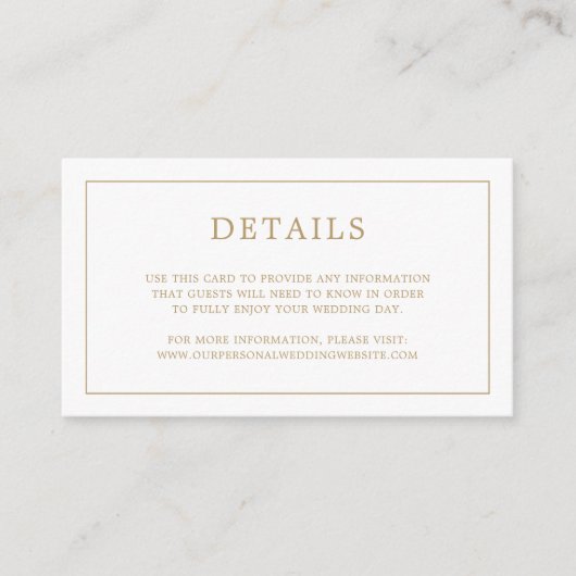 Carte D'accompagnement Simple Antique Or Monogramme Mariage élégant (Devant)