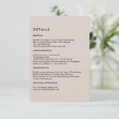 Carte D'accompagnement Simple Beige Wedding Details  (Debout devant)