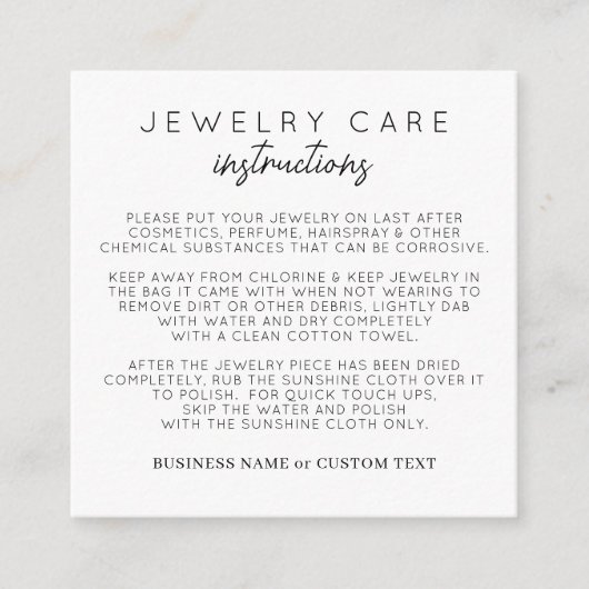 Carte D'accompagnement Simple Bijouterie Merci d'enseignement (Devant)