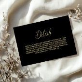 Carte D'accompagnement Simple Black and Gold Wedding Details