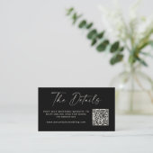 Carte D'accompagnement Simple Black Modern Script Mariage QR Code Site We (Debout devant)