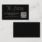 Carte D'accompagnement Simple Black Modern Script Mariage QR Code Site We (Devant / Derrière)
