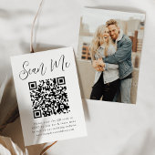 Carte D'accompagnement Simple Black Script Photo QR Code Mariage RSVP