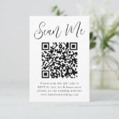 Carte D'accompagnement Simple Black Script Photo QR Code Mariage RSVP (Debout devant)