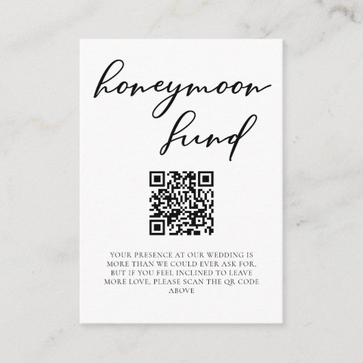 Carte D'accompagnement Simple Black Typography Mariage Honeymoon Fund (Devant)