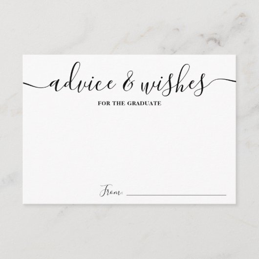 Carte D'accompagnement Simple Black white script conseils souhaits gradua (Devant)