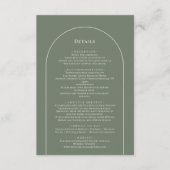 Carte D'accompagnement Simple Boho Arch Sage Green Détails du Mariage (Devant)