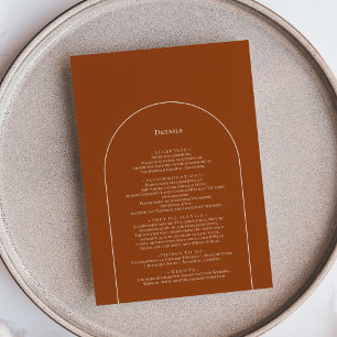 Carte D'accompagnement Simple Boho Arch Terracotta Détails du Mariage