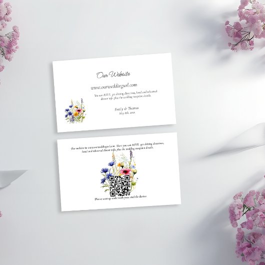 Carte D'accompagnement Simple Boho Chic Wildflower Wedding Website