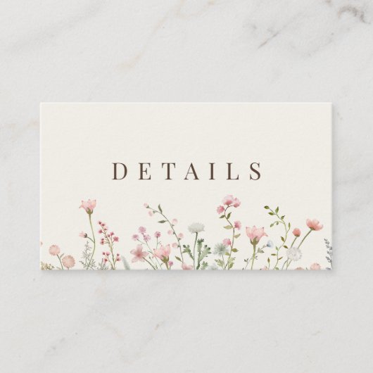 Carte D'accompagnement Simple Boho Fleur sauvage Beige Détails (Devant)