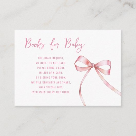 Carte D'accompagnement Simple Bow Girl Baby shower Livres pour bébé (Devant)