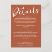 Carte D'accompagnement Simple Burange Orange Terracotta Détails du Mariag (Devant)