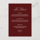 Carte D'accompagnement Simple Burgundy Wedding Details (Devant)