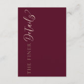 Carte D'accompagnement Simple Burgundy Wedding Details (Devant)