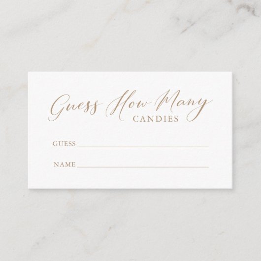 Carte D'accompagnement Simple Calligraphie Devinez Combien De Candies Enc (Devant)