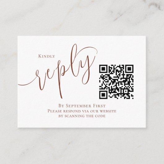 Carte D'accompagnement Simple Calligraphie En Terracotta Répondre | Code  (Devant)
