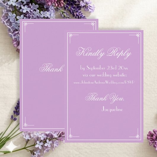 Carte D'accompagnement Simple Chic Mauve Lilas Blanc Fantaisie Script Dét
